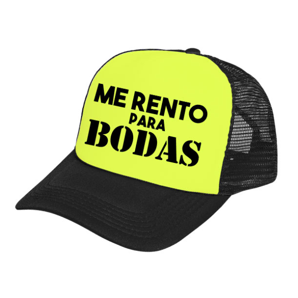 Gorra Neón Personalizada con Frase Me rento para bodas - BodaGorra Monterrey